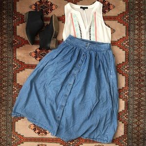Karen Scott chambray skirt